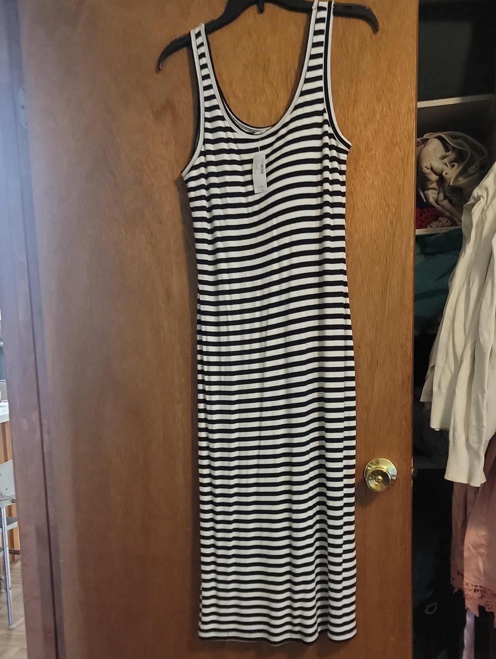 Maurices Black & White Striped Sleeveless Maxi Dress